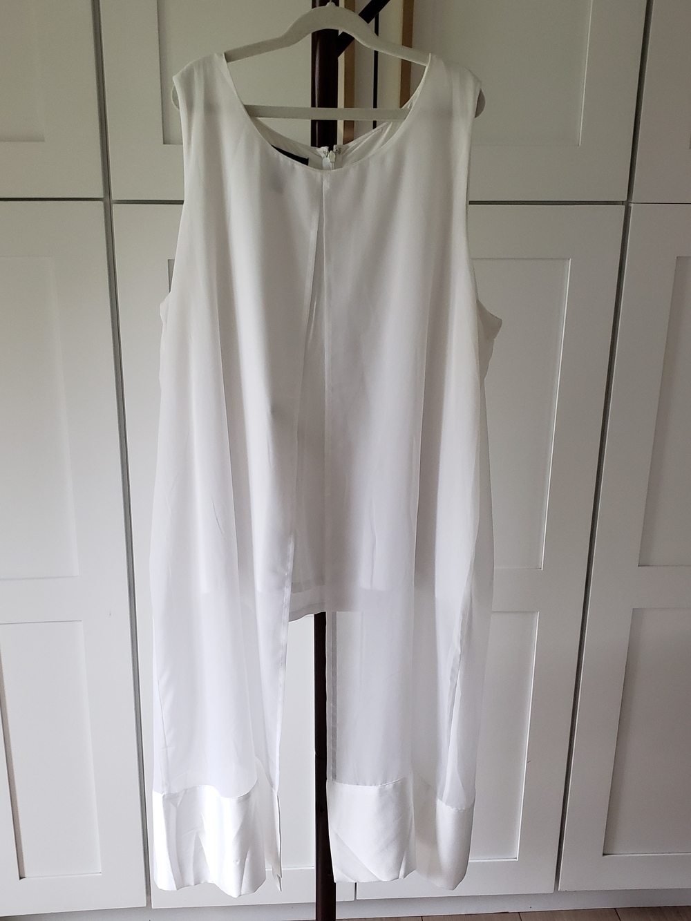 Alfani White Sleeveless Tunic With Draped Overlay